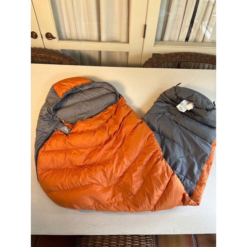 Kelty Light Year 45 Degree Long Down Sleeping Bag Orange Grey Right Zip 38005551